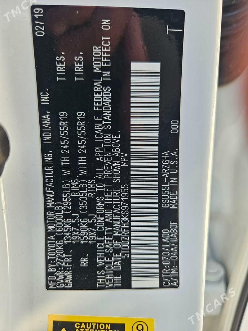 Toyota Highlander 2019 - 550 000 TMT - "Altyn Asyr" Gündogar bazary (Jygyllyk) - img 4