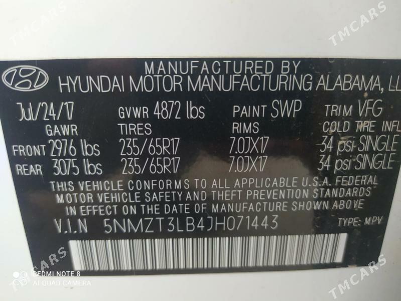 Hyundai Santa Fe 2017 - 265 000 TMT - Daşoguz - img 6