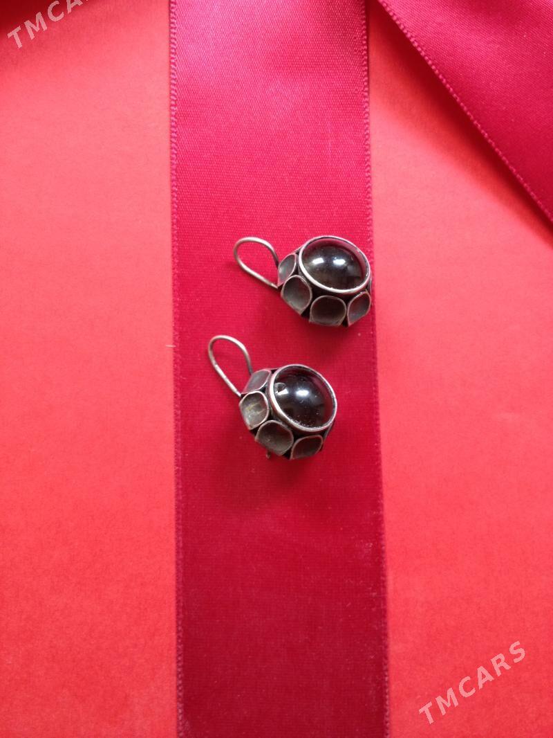Серьги серебряные с черным агатом - Ашхабад - img 2