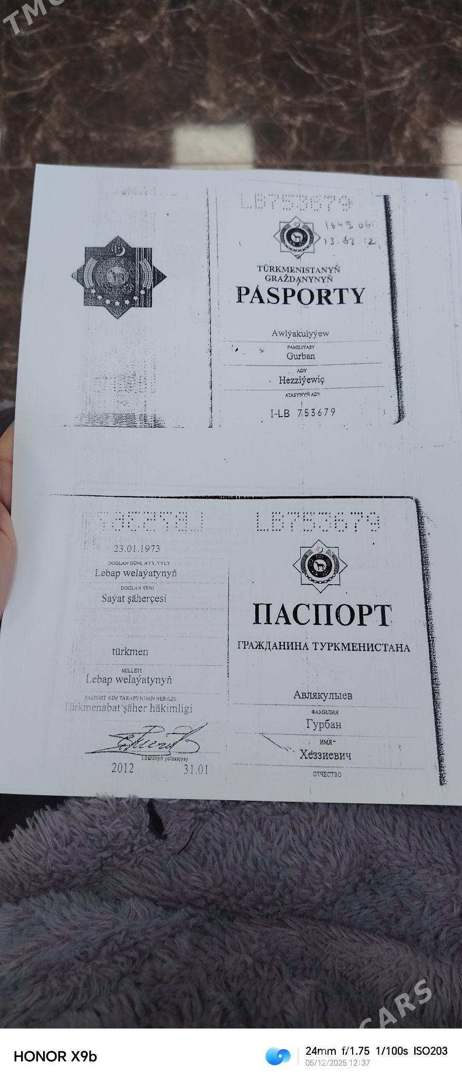 Pasport yitdi - Туркменабат - img 1