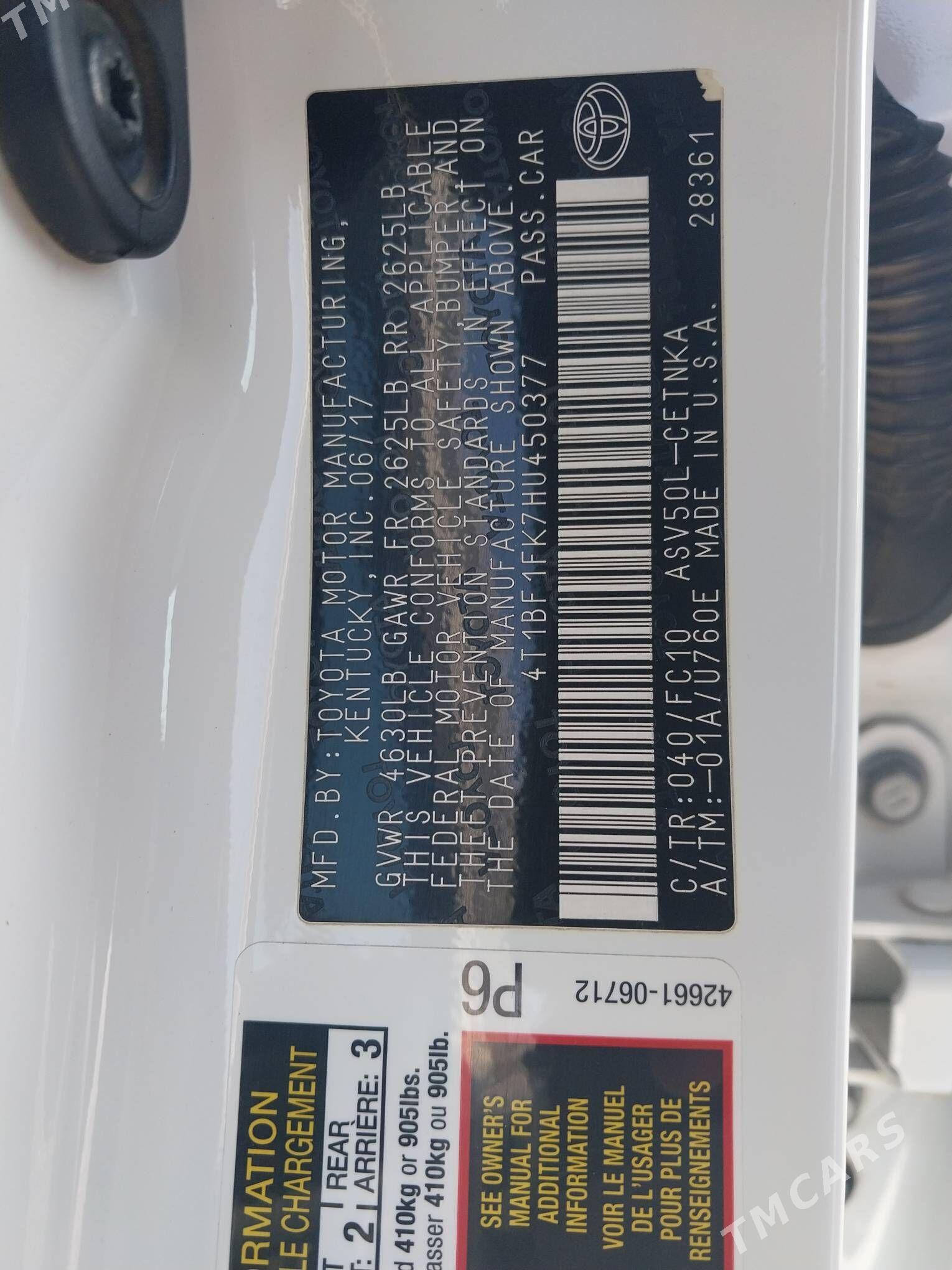 Toyota Camry 2017 - 275 000 TMT - Ашхабад - img 3