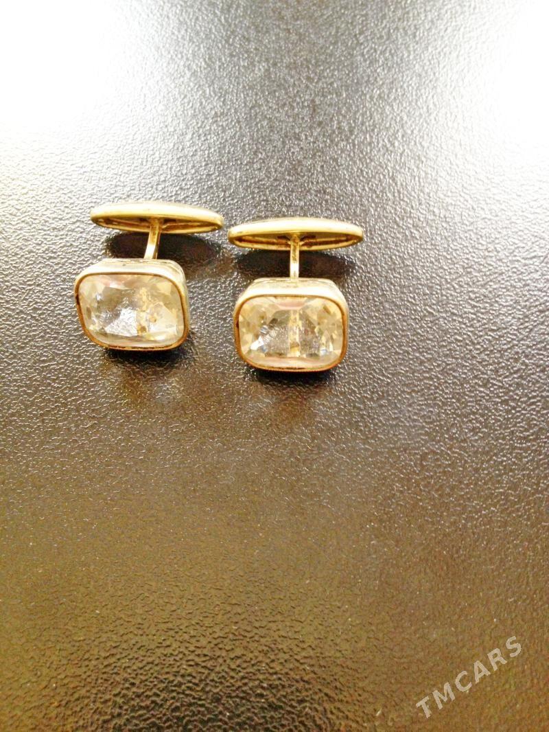 Позолоченные серебряные запонки с горным хрусталем - Aşgabat - img 1