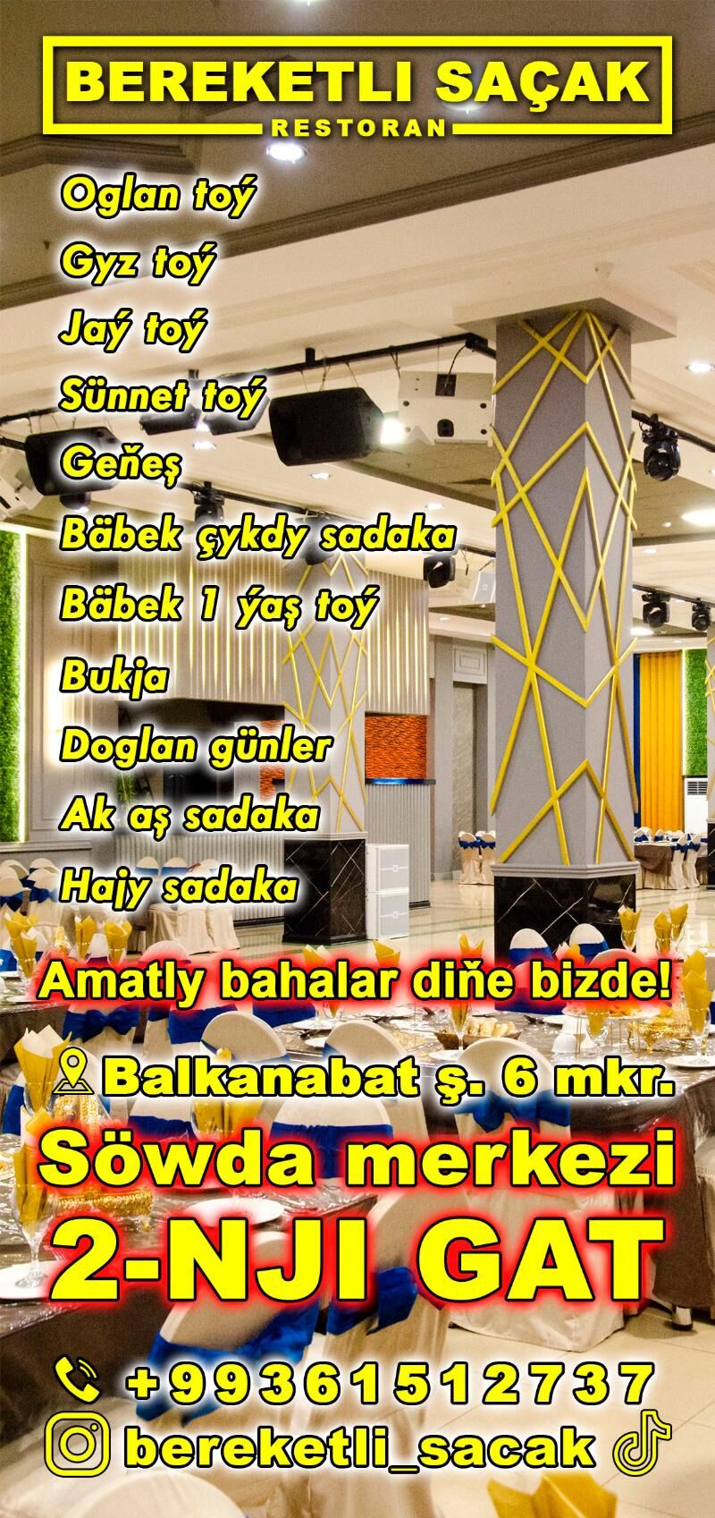 BEREKETLI SAÇAK Toý restorany - Balkanabat - img 1