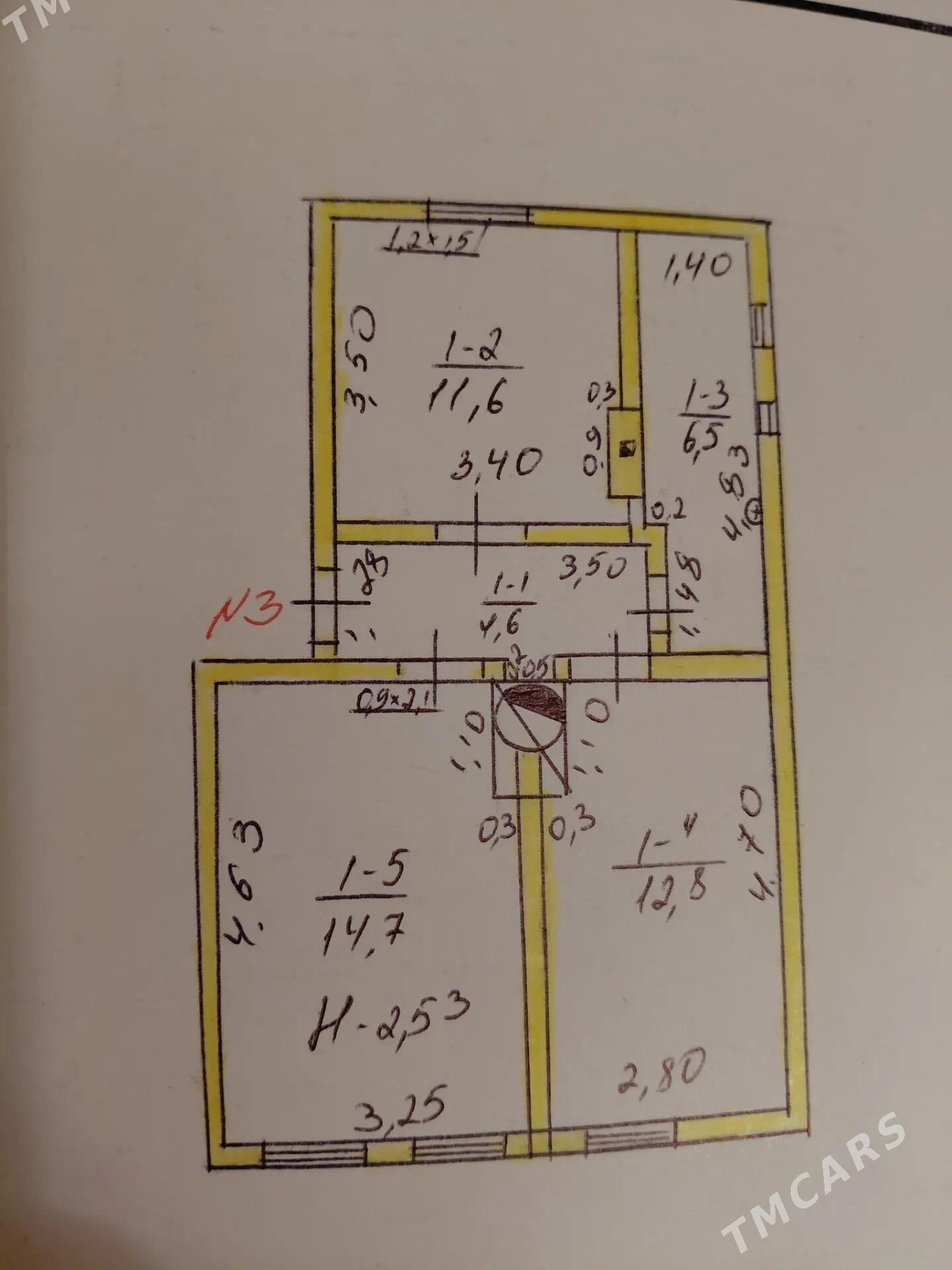 Калинина-мопра 3 комнаты - Ашхабад - img 1