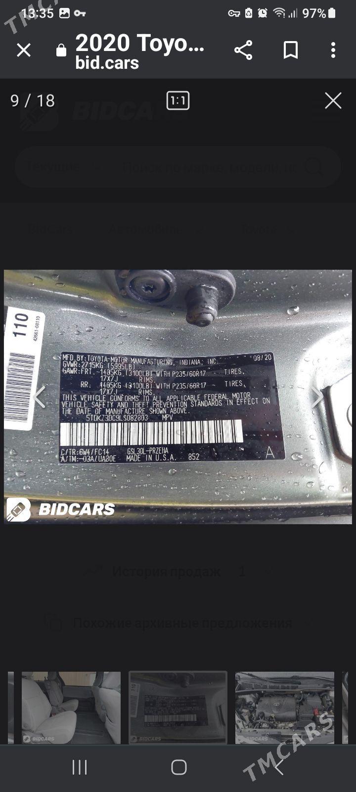 Toyota Sienna 2020 - 450 000 TMT - Tejen - img 1