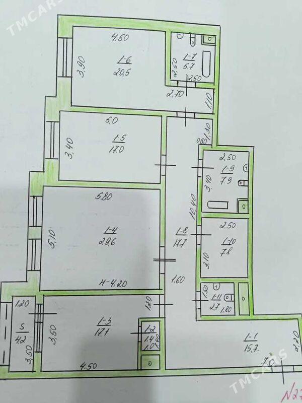 Ата-турк Элитка 3 ком 9 этаж - Ашхабад - img 1