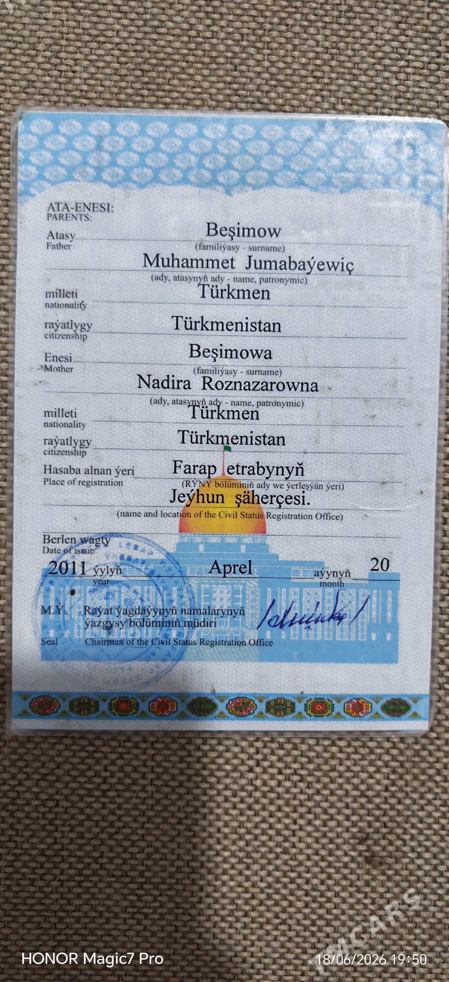 Beşimow Muhammet Jumabaýewiç - Туркменабат - img 1