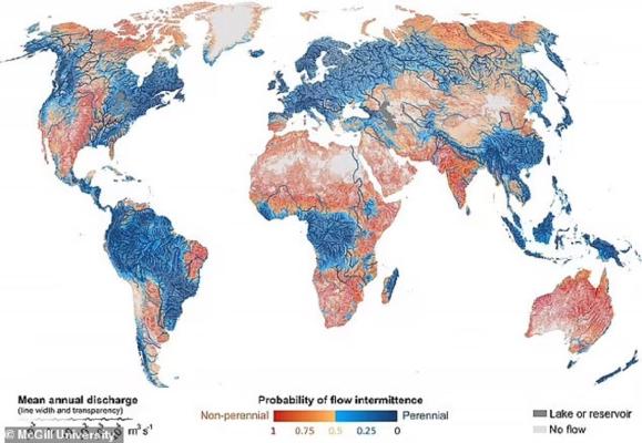 Больше половины рек и ручьев Земли периодически пересыхают