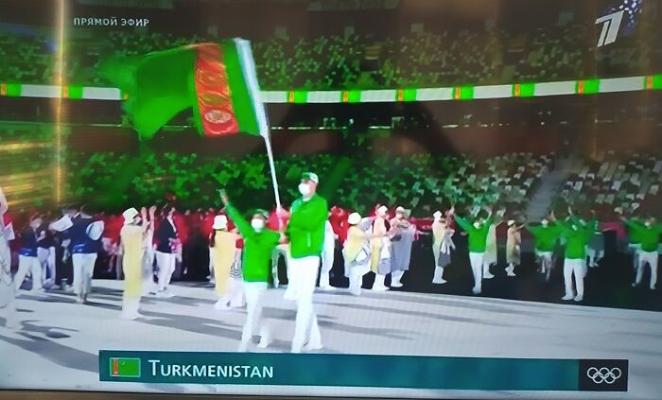 Türkmen türgenleri Tokiodaky Olimpiýa oýunlarynyň açylyş dabarasyna gatnaşdy