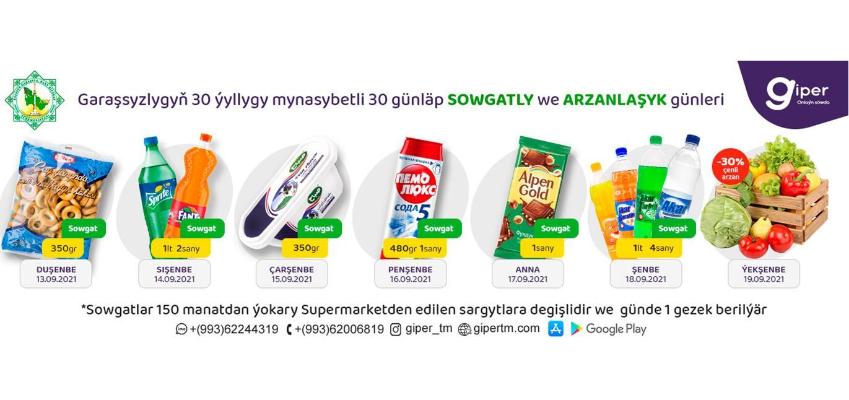 Giperden nobatdaky arzanlaşyk we sowgatlar