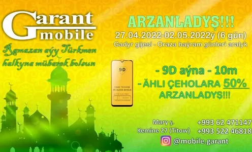 «Garant Mobile» dükanlary telefon aksessuarlaryna arzanladyş yglan edýär