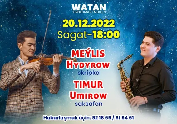 20-nji dekabrda Aşgabatda skripkaçy Meýlis Hydyrowyň konserti geçer