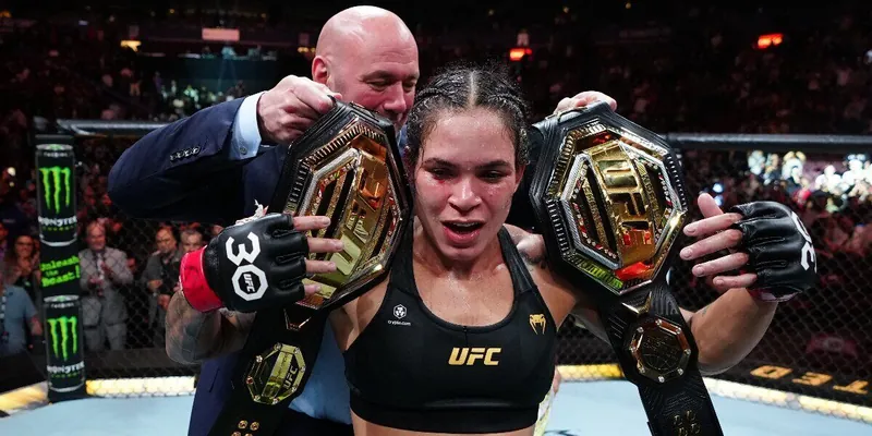 Amanda Nunýes Iren Aldany ýeňip, UFC-niň çempionlyk guşagyny gorady