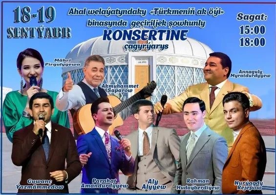 16-21-nji sentýabrda ýurdumyzyň welaýatlarynda şowhunly konsertler geçiriler (senesi we wagty)