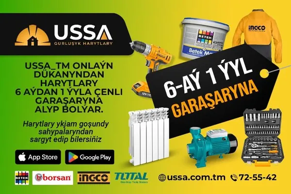 Ussa_tm onlaýn dükany gurluşyk harytlaryny 1 ýyla çenli garaşaryna berip başlady