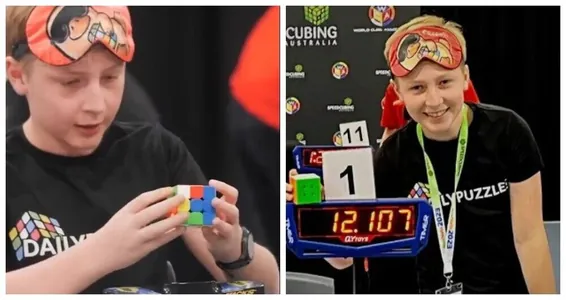 Подросток из Австралии собрал кубик Рубика вслепую за 12 секунд