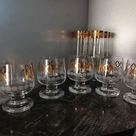 Рюмки чешское стекло с позолот