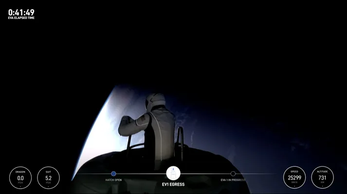 SpaceX taryha girdi: ilkinji gezek hünärmen däl syýahatçy açyk kosmosa çykdy