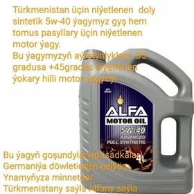 ALFA OIL full ýaglary 10w40 15w40 20w50 5w-30