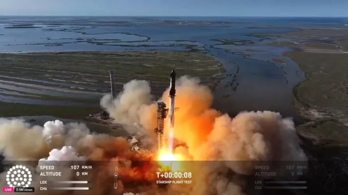 SpaceX kompaniýasy Starship-iň altynjy synag uçuşyny geçirdi: birinji basgançagy tutmak başartmady