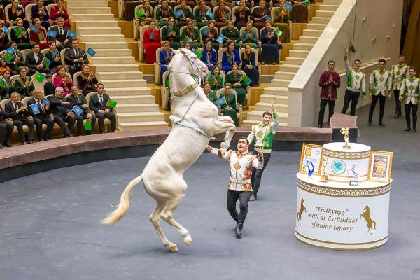 «Galkynyş» milli at üstündäki oýunlar toparynyň seýsine «Türkmenistanyň at gazanan atşynasy» diýen at dakyldy - img 2