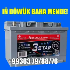 Akumulýator 3 STAR 🧿12V 75AH