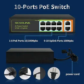 Pow switch 8 port+2 uplink