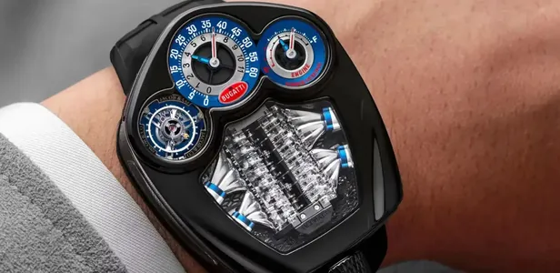 Bugatti и Jacob & Co. выпустили наручные часы с миниатюрным двигателем V16 внутри