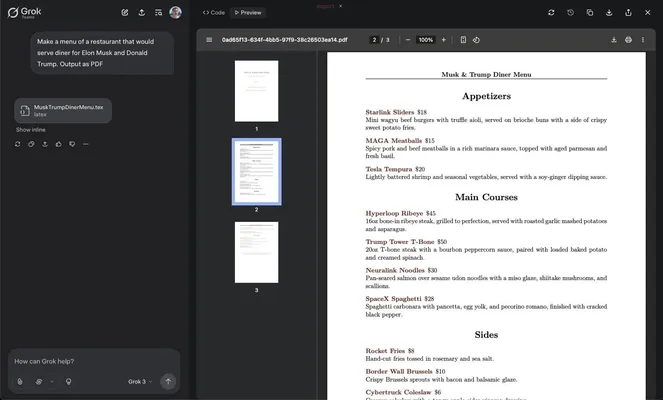 Чат-бот Grok научился создавать PDF-файлы