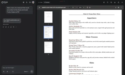 Grok çat-boty indi doly derejeli PDF resminamalaryny döredip bilýär