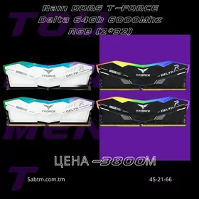 Ram DDR5 T-FORCE Delta 64Gb 6000Mhz RGB (2*32)