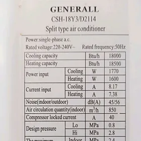 ️Kondisioner Generall 60 kw