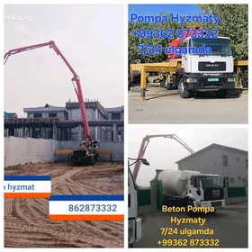 Beton pompa hyzmaty