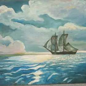 Разбитый бриг в море