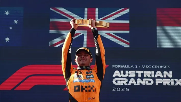 Lando Norris “Formula-1-iň” Awstriýanyň Gran-prisi tapgyrynyň ýeňijisi boldy