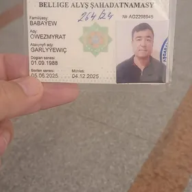 Bellige alyş şahadatnama