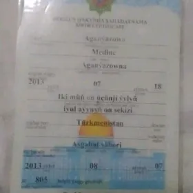 Şahadatnama ýitdi