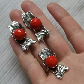 Кораллы, серебро 925