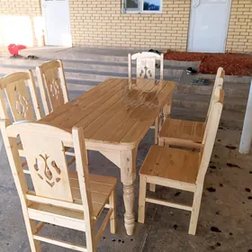 Ağaç стол стул