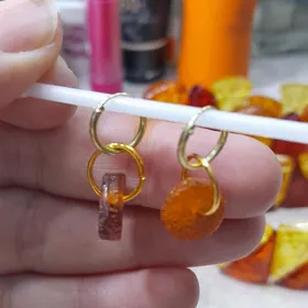 серьги  янтарь