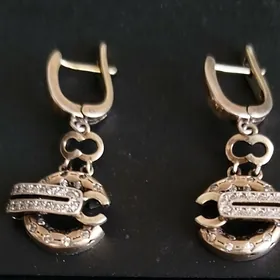 серьги серебряные, позолоченны