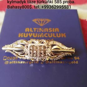 Gyzyl broşka briliant gaşly