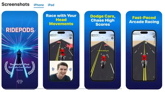 AirPods üçin oýun döredildi: ulanyjylar kellesini ýaýkap ýaryş motosiklini dolandyryp bilerler