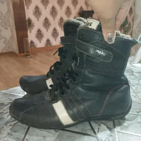 ботинки кожаные теплые