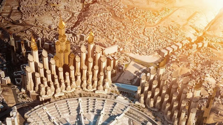 Mekgede al-Haram metjidiniň golaýynda binalar toplumy gurlar