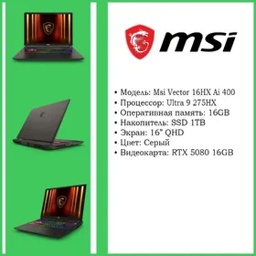 Noutbuk Msi Vector 16HX Ai 400 (Ultra 9 275HX)
