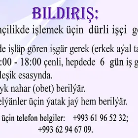 Dürli işçi gerek ŹDANOWDA