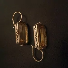 Серьги из позолоченного серебра с цитрином