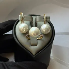 золотой комплект жемчуг