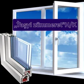 ,,Ỳaşyl zümmeret" H/K  ýokary hilli plastik alumin  aýna gapy